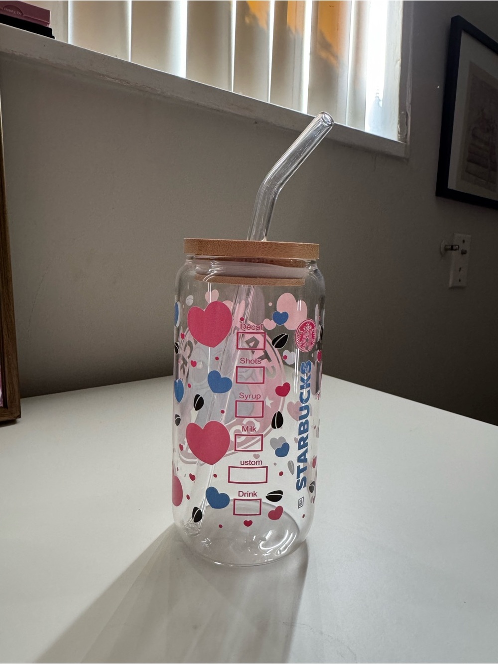 Stitch Graphic Starbucks-Style Clear Tumbler with Straw - Blue & Pink - Picture 4 of 4
